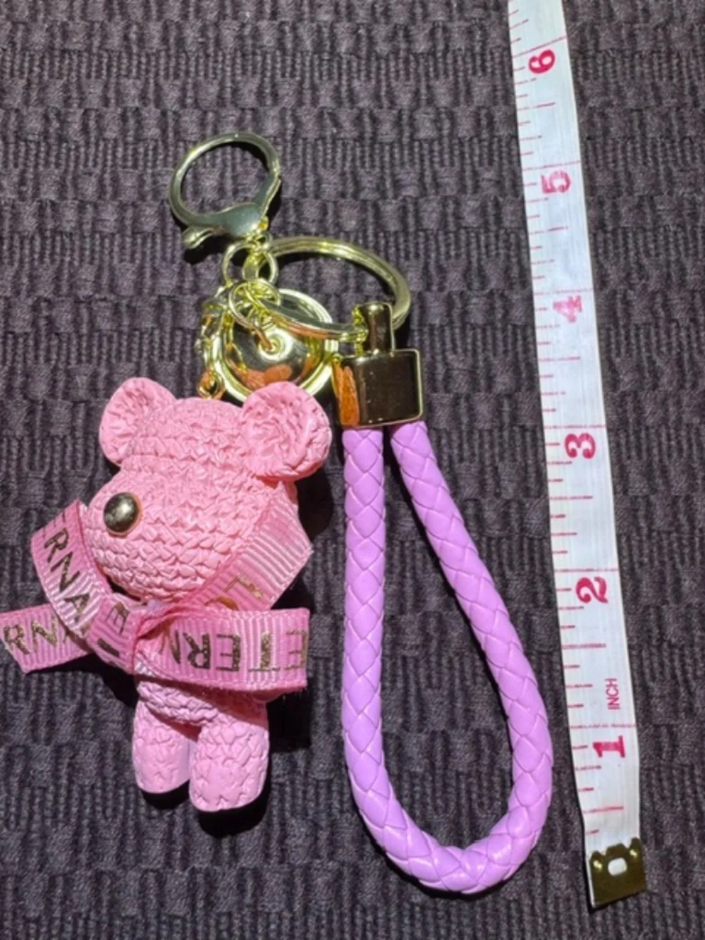 Love is Eternal Pink Bag Charm Keychain